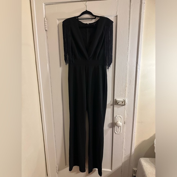 Black jumpsuit with tassels on the arms size large - Picture 1 of 2